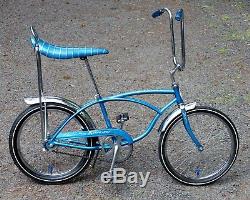 blue banana seat bike