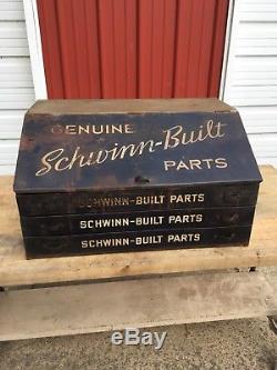 1940's Vintage Schwinn Dealer Bicycle Parts Cabinet Store Display Advertising