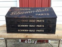 1940's Vintage Schwinn Dealer Bicycle Parts Cabinet Store Display Advertising