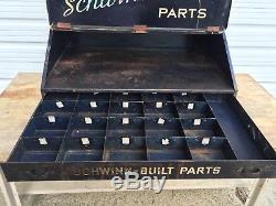 1940's Vintage Schwinn Dealer Bicycle Parts Cabinet Store Display Advertising