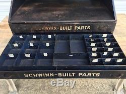 1940's Vintage Schwinn Dealer Bicycle Parts Cabinet Store Display Advertising