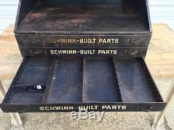 1940's Vintage Schwinn Dealer Bicycle Parts Cabinet Store Display Advertising