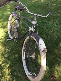 1946-1947 Vintage Schwinn DX Skip Tooth Ballooner Bicycle Patina Cruiser Rat Rod