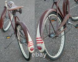 1948 Maroon Vintage AS Schwinn DX Bicycle Skiptooth Chain Cruiser Bike S2 Wheels