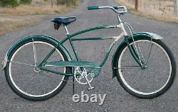 1949 Green Vintage Schwinn Hornet Bicycle Truss Fork SkiptoothChain Cruiser Bike