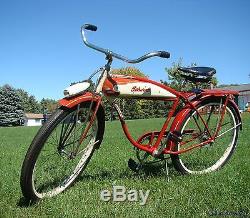 1950 Schwinn Hornet Mens Straight-bar Tank Bicycle Vintage Panther B6 DX S2 Red
