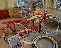 1950 Schwinn Hornet Tank Bicycle Vintage Panther Red