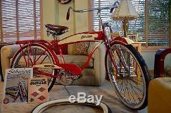 1950 Schwinn Hornet Tank Bicycle Vintage Panther Red