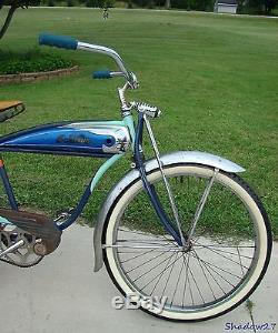 1950 Schwinn Blue Panther Mens Straightbar Tank Bicycle Vintage Phantom Hornet