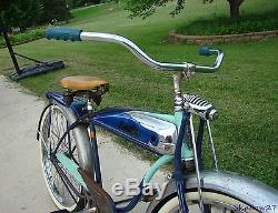 1950 Schwinn Blue Panther Mens Straightbar Tank Bicycle Vintage Phantom Hornet