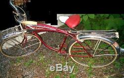 1950's Mens Schwinn Jaguar Mark IV Vintage Bike Bicycle Original Red White