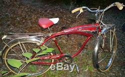 1950's Mens Schwinn Jaguar Mark IV Vintage Bike Bicycle Original Red White