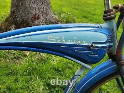 1950s 57 58 Vintage Schwinn Bf Goodrich Metalic Blue 2 Tone Hornet 26 Bicycle