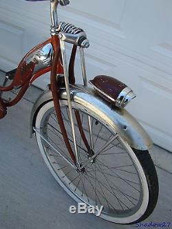 1952 SCHWINN RED PANTHER LADIES TANK BICYCLE VINTAGE PHANTOM HORNET S2+RACK 50s