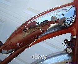 1952 SCHWINN RED PANTHER LADIES TANK BICYCLE VINTAGE PHANTOM HORNET S2+RACK 50s