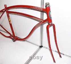 1952 Schwinn Spitfire Bicycle FRAME FORK & HEAD BADGE Mens Balloon Bike Part