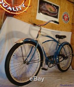 1953 Schwinn Meteor Mens B6 Hornet Cruiser Bicycle Phantom Wasp Vintage Blue S2