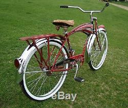 1954-56 SCHWINN RED PHANTOM MENS TANK BIKE VINTAGE SPRINGER BLACK B6 BICYCLE DX