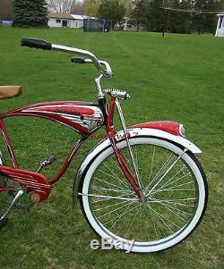 1954-56 SCHWINN RED PHANTOM MENS TANK BIKE VINTAGE SPRINGER BLACK B6 BICYCLE DX