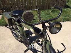 1954 Custom Schwinn DX Army Bicycle Vintage WWII Siren, Spot Light, Heavy Duty