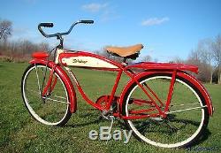 1954 Schwinn Hornet Mens Straight-bar Tank Bicycle Vintage Panther B6 DX S2 Red