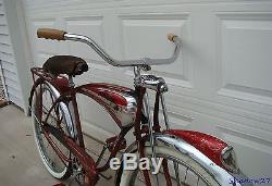1955 Schwinn Red Phantom Mens Tank Bicycle Vintage Springer Panther Black B6 DX