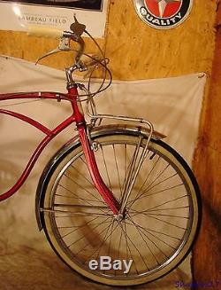 1957 Schwinn Corvette Mens 3-speed Cruiser Bicycle Vintage Chevy Typhoon S7+rack