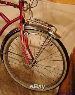 1957 Schwinn Corvette Mens 3-speed Cruiser Bicycle Vintage Chevy Typhoon S7+rack