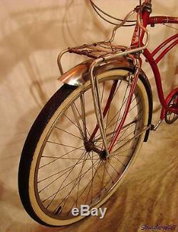 1957 Schwinn Corvette Mens 3-speed Cruiser Bicycle Vintage Chevy Typhoon S7+rack