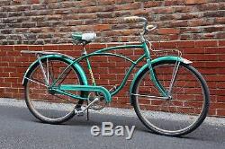 1959 Schwinn American Green vintage bicycle with rear / front rack cruiser boys