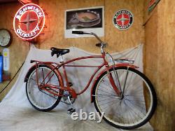 1959 Schwinn Tornado Straightbar Mens Bicycle Red Vintage Typhoon Tank American