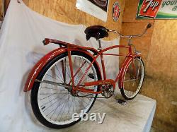 1959 Schwinn Tornado Straightbar Mens Bicycle Red Vintage Typhoon Tank American