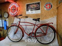 1959 Schwinn Tornado Straightbar Mens Bicycle Red Vintage Typhoon Tank American