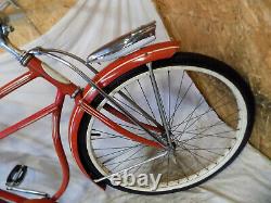 1959 Schwinn Tornado Straightbar Mens Bicycle Red Vintage Typhoon Tank American