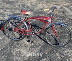 1961 Custom Built Schwinn Jaguar Red Mark IV Deluxe Tank Bike Haacks Vintage USA