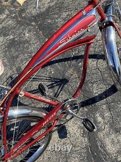 1961 Custom Built Schwinn Jaguar Red Mark IV Deluxe Tank Bike Haacks Vintage USA