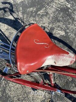 1961 Custom Built Schwinn Jaguar Red Mark IV Deluxe Tank Bike Haacks Vintage USA