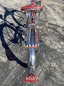 1961 Custom Built Schwinn Jaguar Red Mark IV Deluxe Tank Bike Haacks Vintage USA