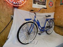 1961 Schwinn Flying Star Vintage Tank Bicycle Rack+headlight Hollywood Blue S7