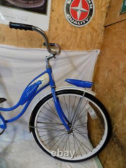 1961 Schwinn Flying Star Vintage Tank Bicycle Rack+headlight Hollywood Blue S7