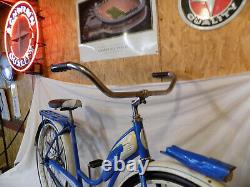 1961 Schwinn Flying Star Vintage Tank Bicycle Rack+headlight Hollywood Blue S7