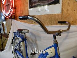 1961 Schwinn Flying Star Vintage Tank Bicycle Rack+headlight Hollywood Blue S7