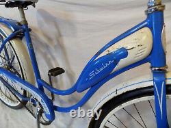 1961 Schwinn Flying Star Vintage Tank Bicycle Rack+headlight Hollywood Blue S7