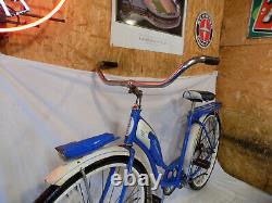 1961 Schwinn Flying Star Vintage Tank Bicycle Rack+headlight Hollywood Blue S7