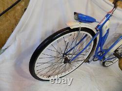 1961 Schwinn Flying Star Vintage Tank Bicycle Rack+headlight Hollywood Blue S7