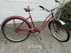 1961 Schwinn Hollywood 2 speed, Original Red Paint 26 Wheels, All OEM