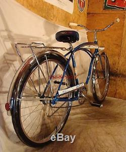 1962 SCHWINN DELUXE AMERICAN MENS TANK BICYCLE VINTAGE TYPHOON CRUISER BLUE S7