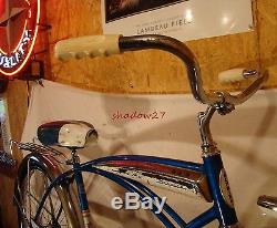 1962 SCHWINN DELUXE AMERICAN MENS TANK BICYCLE VINTAGE TYPHOON CRUISER BLUE S7