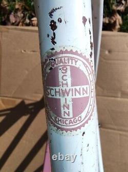 1963 Vintage Schwinn Co-Ed Ladies 26 Cruiser Bicycle White Pink Frame