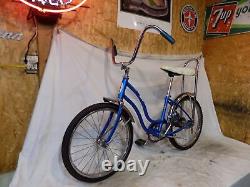 1966 Schwinn LIL Chik Fair Lady Stingray Muscle Bicycle Banana Seat Blue Vintage